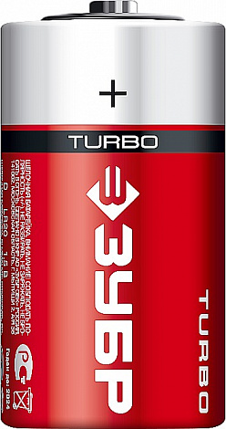 ЗУБР TURBO, D х 2, 1.5 В, алкалиновая батарейка (59217-2C)