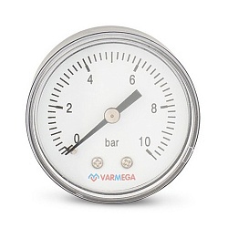 Манометр VARMEGA аксиальный 50 мм, 10 бар, 1/4quot;, VMMT08-501002