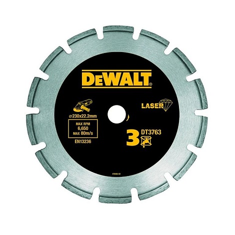 Алмазный круг сегментный по граниту DEWALT DT3763, 230 x 22.2 мм, h=8.5