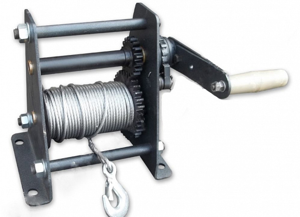 Лебедка ручная барабанная с тросом 500/1000кг  40м с храповым механизмом и полиспастом TOR ЛР