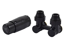 Комплект узла нижнего подкл SCHLOSSER угловой STANDARD 3/4quot; (Ral 9005) с термогол. М30х1,5, ниппеля 1/2quot;Х3/4quot;