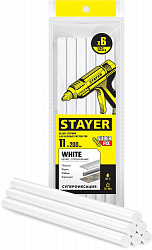STAYER White, белые, 11 х 200 мм, 6 шт, клеевые стержни, Professional (2-06821-W-S06)