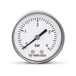 Манометр VARMEGA аксиальный 50 мм, 4 бар, 1/4quot;, VMMT08-500402
