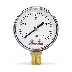 Манометр VARMEGA радиальный 50 мм, 4 бар, 1/4quot;, VMMT10-500402