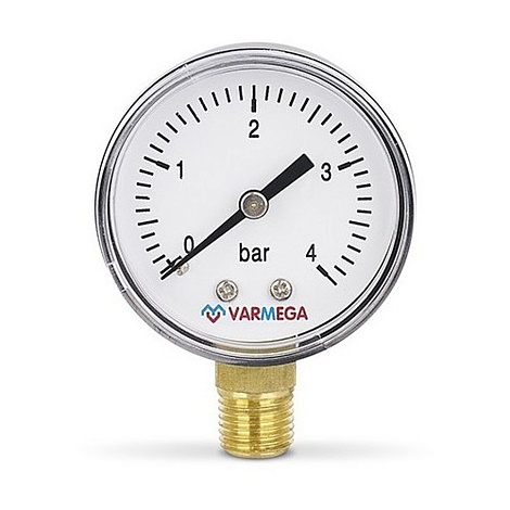 Манометр VARMEGA радиальный 50 мм, 4 бар, 1/4quot;, VMMT10-500402