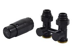 Комплект узла нижнего подкл SCHLOSSER прямой STANDARD 3/4quot; (Ral 9005) с термогол. М30х1,5, ниппеля 1/2quot;Х3/4quot;