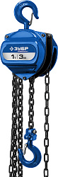 ЗУБР ТШ-1-3, 1 т, 3 м, ручная цепная шестеренная таль, Профессионал (43081-1)