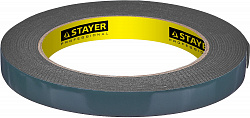 STAYER 12 мм, 5 м, черная, на вспененной основе, двухсторонняя клейкая лента, Professional (12233-12-05)