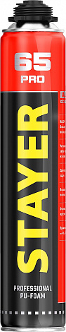STAYER PRO 65, 800 мл, выход до 65 л, пистолетная, всесезонная, монтажная пена, Professional (41137)