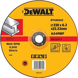 Круг обдирочный по металлу DEWALT DT42620Z, INDUSTRIAL, 230 x 22.2 x 6.3 мм