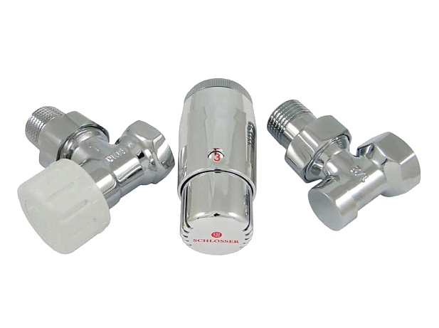 Комплект подключения SCHLOSSER STANDARD MINI 1/2quot; угловой, хром, с термоголовкой MINI М30х1,5