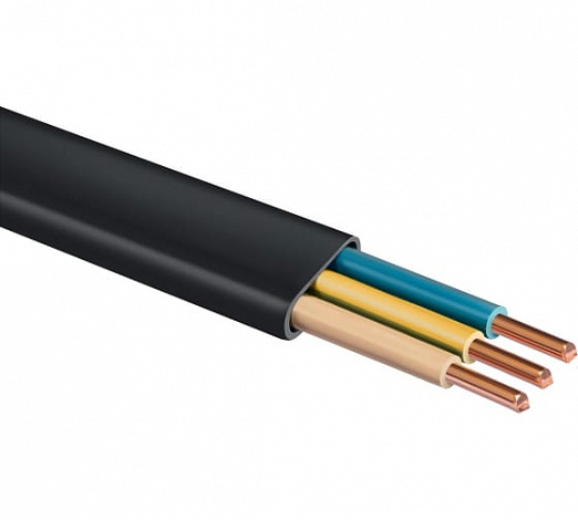 ЗУБР ВВГ-Пнг(А)-LS, 3 x 1.5 мм2, 50 м, ГОСТ 31996-2012, плоский, силовой кабель с пониженным дымо-газовыделением, Профессионал (60008-50)