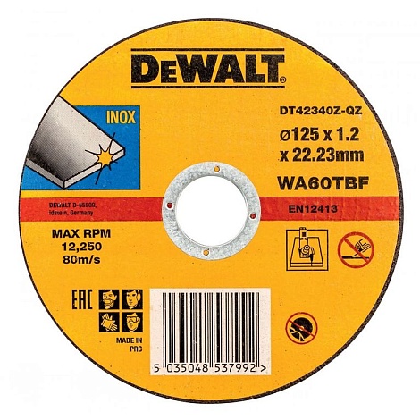 Круг отрезной по металлу DEWALT DT42340Z, INDUSTRIAL, (125 x 22.2 мм)