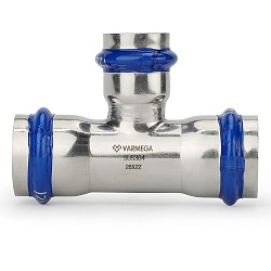 Тройник VARMEGA раструбный Inox Press переходной 18x15x18