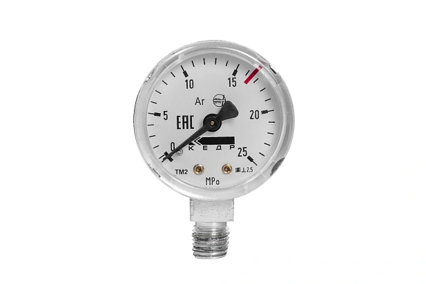 Манометр КЕДР ТМ2 Аргон, (0-25 МПа, кл.2,5, М12Х1,5) Ar-У