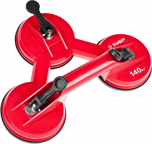 ЗУБР 140 кг, пластмассовый, тройной, стеклодомкрат на присоске (33724-3)