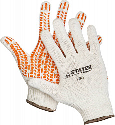 STAYER TRACK, L-XL, х/б перчатки с мягким покрытием ″протектор″ из ПВХ-геля, увеличенная площадь покрытия, противоскользящие (11401-XL)
