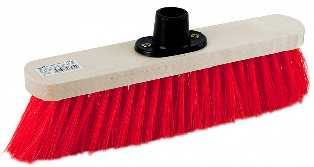 Буковая колодка 28см с пластиковым держателем для черенка, d 21 мм, мягкая щетина 60мм, без черенка, щетка для пола (39110)