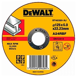 Круг обдирочный по металлу DEWALT DT42320, 125 x 22.2 x 6 мм, тип 27