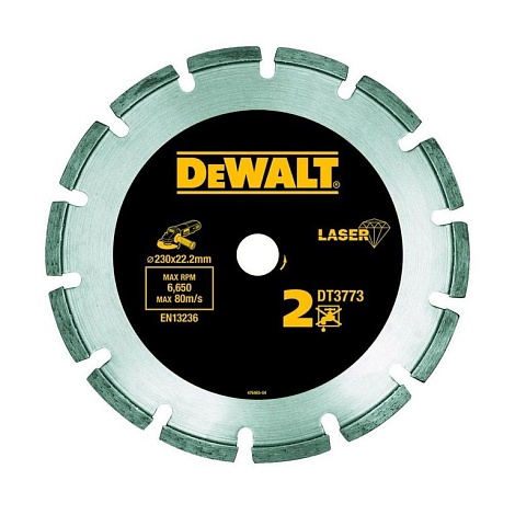 Алмазный круг сегментный по абразивным материалам DEWALT DT3773, 230 x 22.2