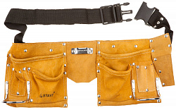 STAYER кожаный, 2 скобы, пояс для инструментов с 10 карманами (38510)