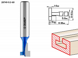 ЗУБР 9.5 x 12 мм, высота 5 мм, фреза пазовая Т-образная №1, Профессионал (28749-9.5-60)