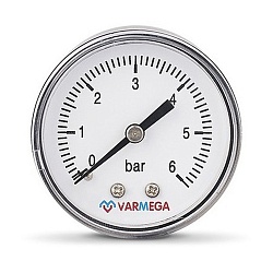 Манометр VARMEGA аксиальный 50 мм, 6 бар, 1/4quot;, VMMT08-500602