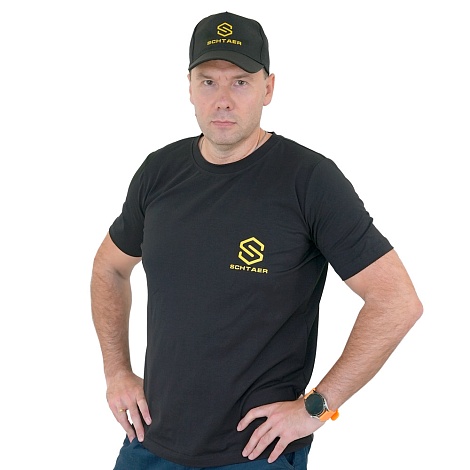 *SCH-F-3002XXXL Футболка мужская идеальная черная XXXL, с нанесением фирменного логотипа SCHTAER