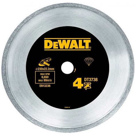 Алмазный круг сплошной по керамике DEWALT DT3738, 230 x 22.2 мм, h=7