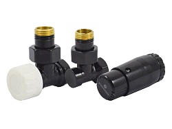 Комплект подключения SCHLOSSER STANDARD MINI 1/2quot; угловой, Ral 9005, с термоголовкой MINI М30х1,5