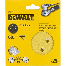 Шлифовальные круги DEWALT DT3112, 125 мм, 8 отверстий, 60G, 25 шт.