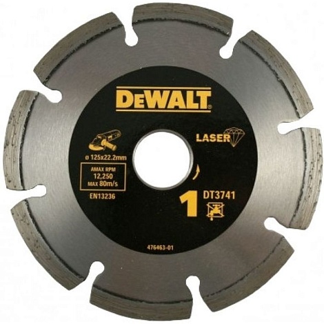 Алмазный круг сегментный универсальный DEWALT DT3741, 125 x 22.2 мм, h=7.5