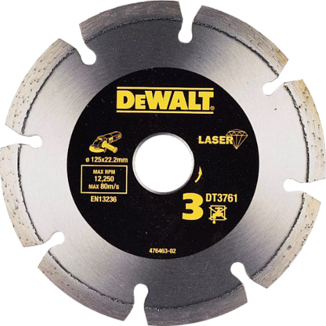 Алмазный круг сегментный по граниту DEWALT DT3761, 125 x 22.2 мм, h=7.5