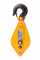 Блок монтажный однорольный с  крюком TOR 1 т с откидной щекой