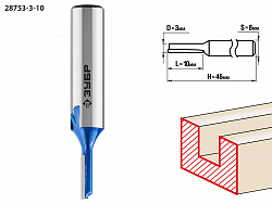 ЗУБР 3 x 10 мм, хвостовик 8 мм, фреза пазовая прямая, Профессионал (28753-3-10)